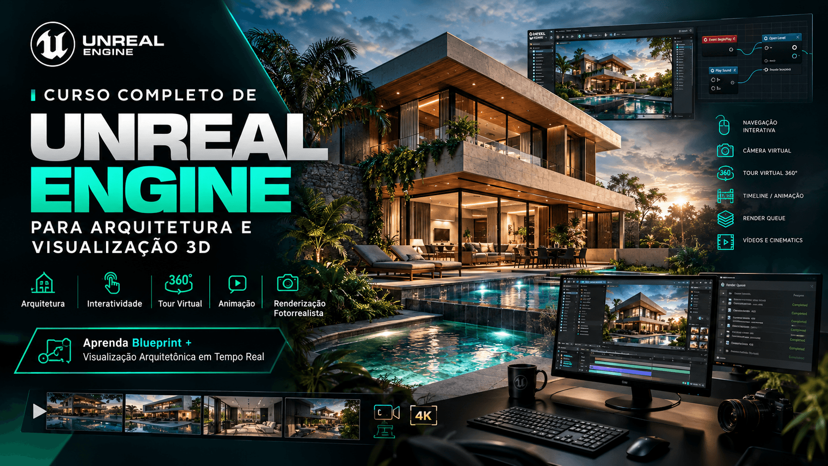 Pessoa de costas diante de um monitor exibindo um ambiente em 3D