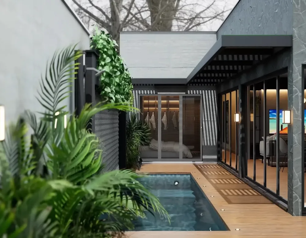 (412) CASA em L PEQUENA E MODERNA 3 QUARTOS E ÁREA DE LAZER Terreno 7x30 P02
